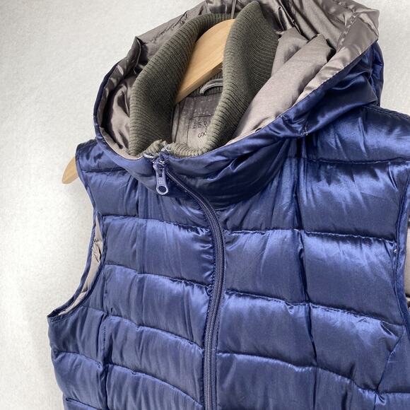BERNARDO Vest Womens M Goose Down Puffer Quilted Insulated Packable Hoodie Blue - Picture 6 of 15